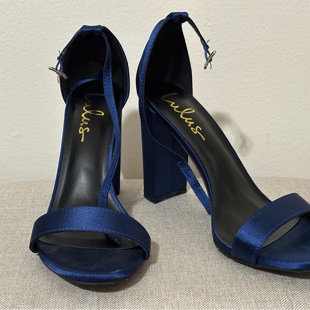 Lulu's Midnight Blue Satin Heels